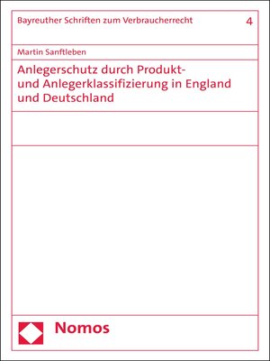 cover image of Anlegerschutz durch Produkt- und Anlegerklassifizierung in England und Deutschland